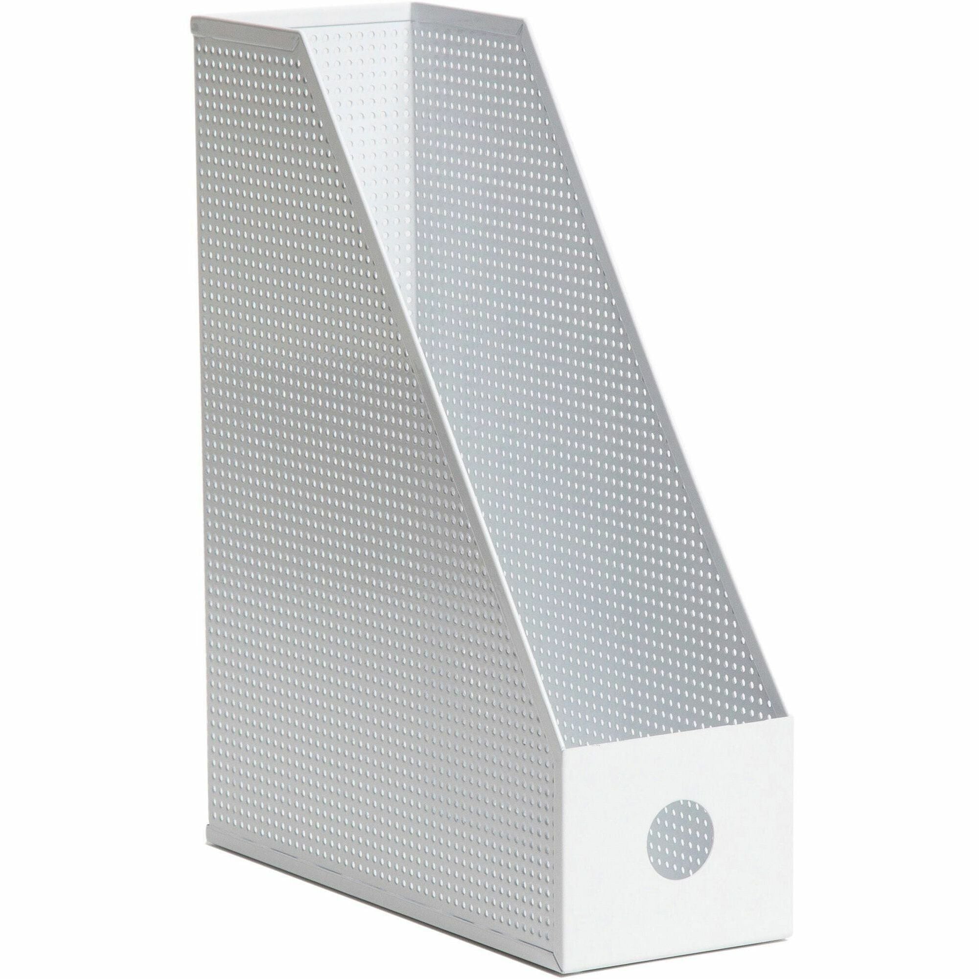 U Brands Perforated Magazine Holder - 1 Pocket(s) - White - Metal - 1 Each