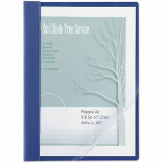 Clear Front Vinyl Report Cover, Prong Fastener, 0.5" Capacity, 8.5 x 11, Clear/Blue