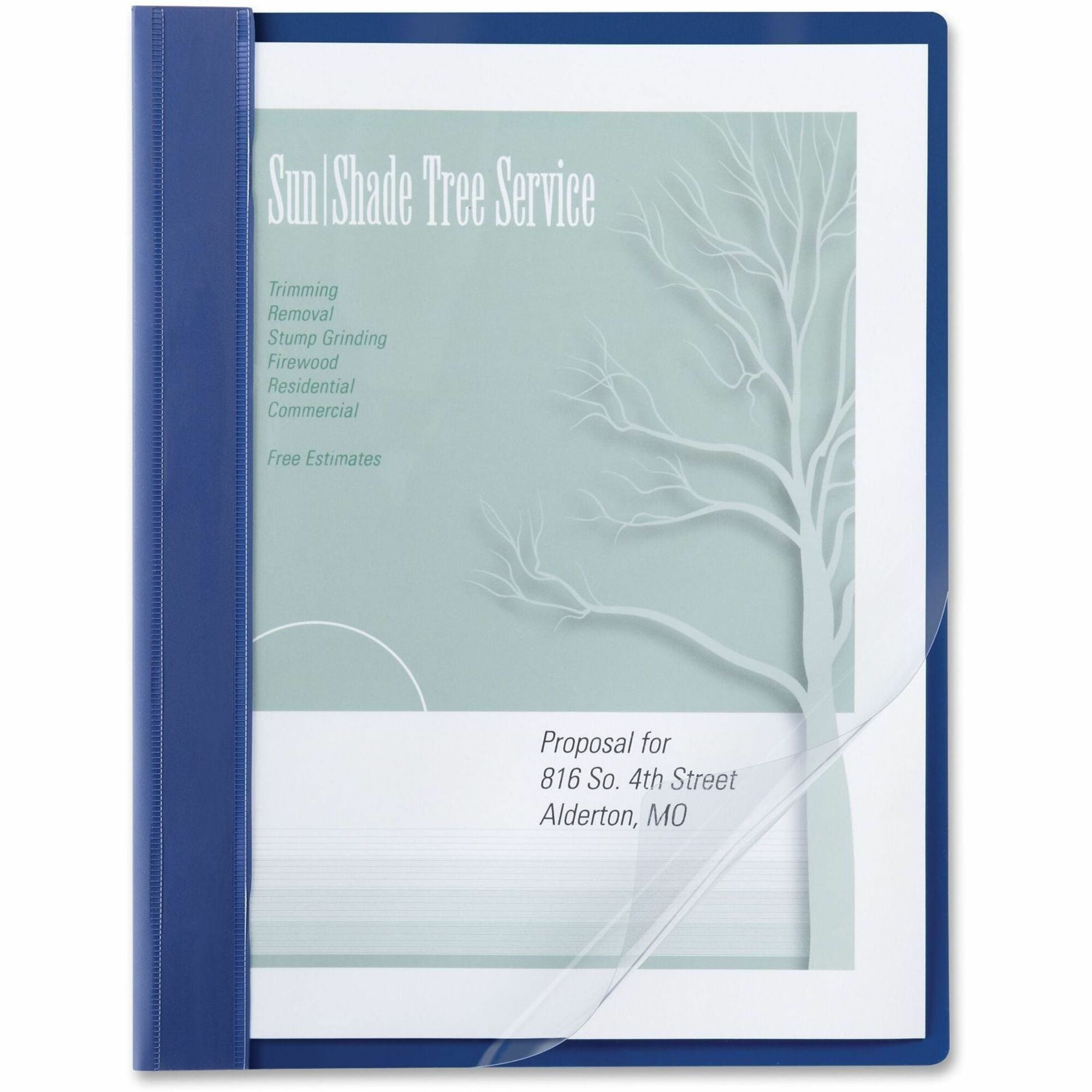 Clear Front Vinyl Report Cover, Prong Fastener, 0.5" Capacity, 8.5 x 11, Clear/Blue