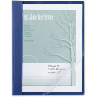 Clear Front Vinyl Report Cover, Prong Fastener, 0.5" Capacity, 8.5 x 11, Clear/Blue