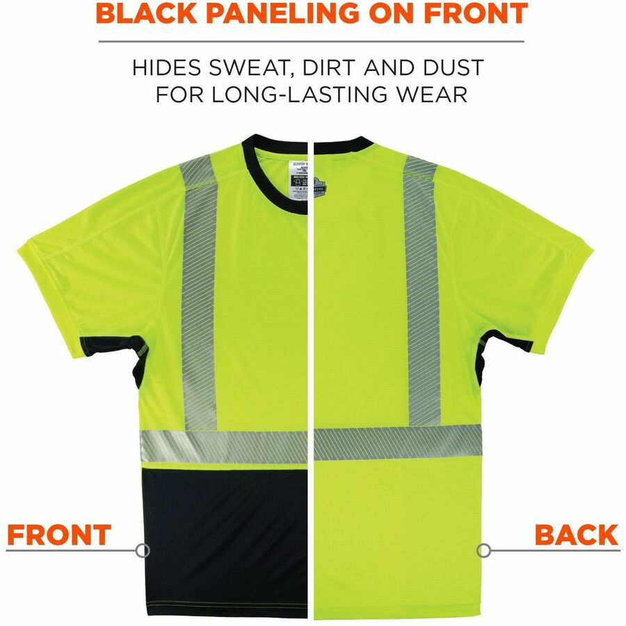 GloWear 8283BK Class 2 Lightweight Performance Hi-Vis T-Shirt, Polyester, Medium, Lime, Ships in 1-3 Business Days