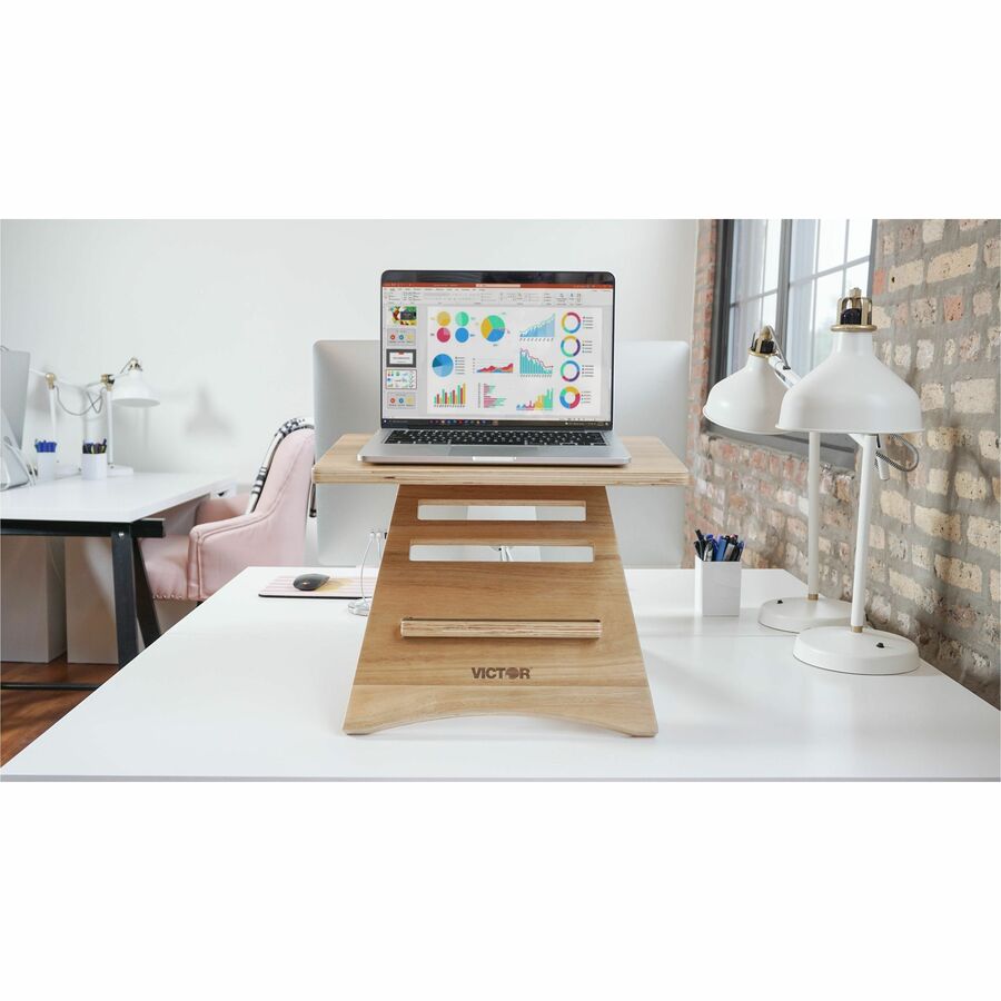 DC150A High Rise Acacia Wood Laptop Riser, 17x11.8x7.63 to 14.75, Brown Woodgrain, Supports 20 lb, Ships in 1-3 Business Days