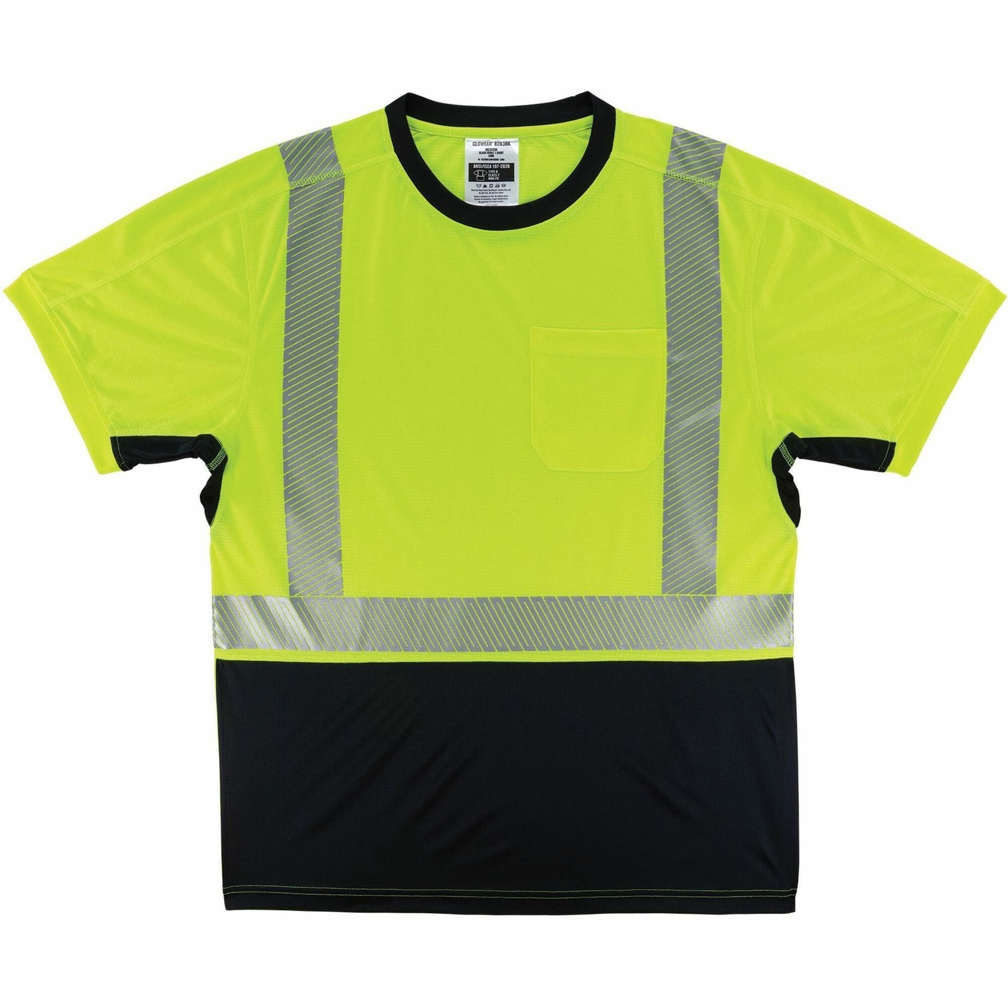 GloWear 8283BK Class 2 Lightweight Performance Hi-Vis T-Shirt, Polyester, Small, Lime, Ships in 1-3 Business Days