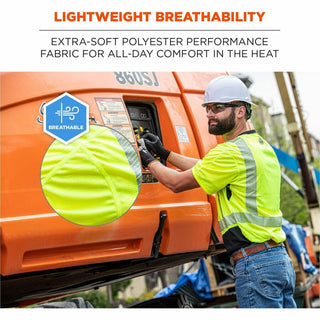 GloWear 8283BK Class 2 Lightweight Performance Hi-Vis T-Shirt, Polyester, Small, Lime, Ships in 1-3 Business Days