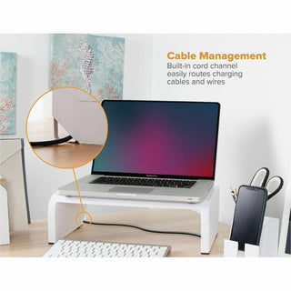 Stanley-Bostitch Adjustable Monitor Stand - Up to 30" Screen Support - 25 lb Load Capacity - White