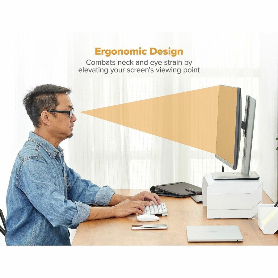 Stanley-Bostitch Adjustable Monitor Stand - Up to 30" Screen Support - 25 lb Load Capacity - White