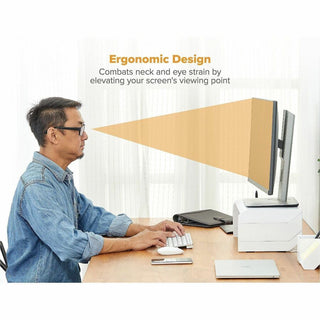 Stanley-Bostitch Adjustable Monitor Stand - Up to 30" Screen Support - 25 lb Load Capacity - White