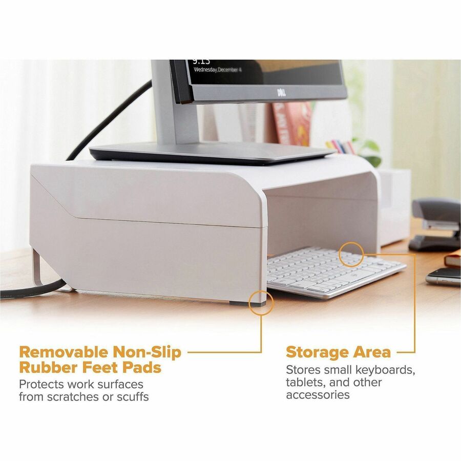 Stanley-Bostitch Adjustable Monitor Stand - Up to 30" Screen Support - 25 lb Load Capacity - White