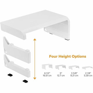 Stanley-Bostitch Adjustable Monitor Stand - Up to 30" Screen Support - 25 lb Load Capacity - White