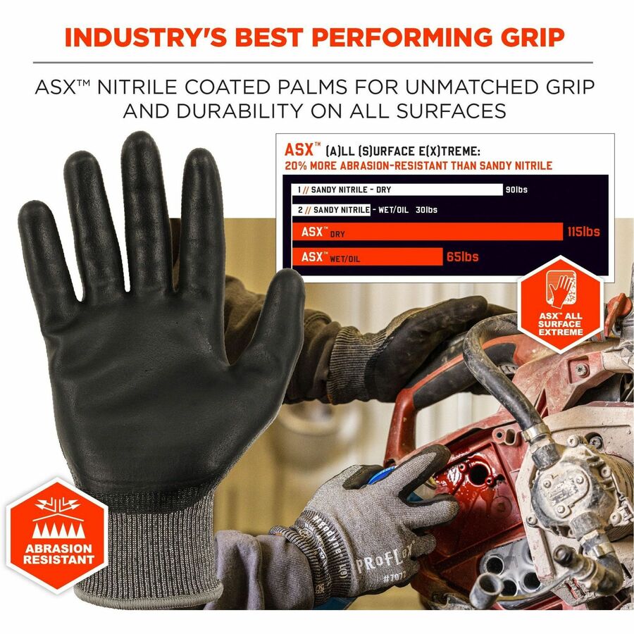 ProFlex 7072 ANSI A7 Nitrile-Coated CR Gloves, Gray, Large, 12 Pairs/Pack, Ships in 1-3 Business Days