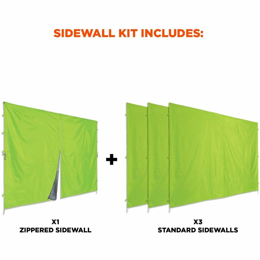 Shax 6054 Pop-Up Tent Sidewall Kit, Single Skin, 10 ft x 10 ft, Polyester, Lime, Ships in 1-3 Business Days