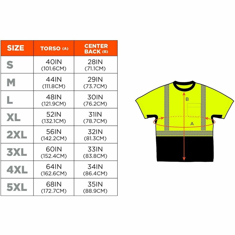GloWear 8283BK Class 2 Lightweight Performance Hi-Vis T-Shirt, Polyester, 2X-Large, Lime, Ships in 1-3 Business Days