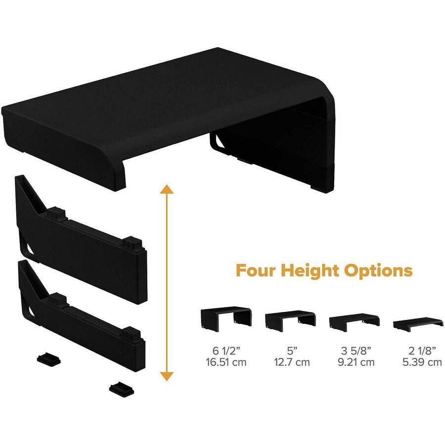 Stanley-Bostitch Adjustable Monitor Stand - Up to 30" Screen Support - 25 lb Load Capacity - Black
