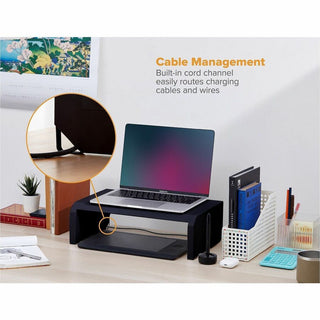 Stanley-Bostitch Adjustable Monitor Stand - Up to 30" Screen Support - 25 lb Load Capacity - Black