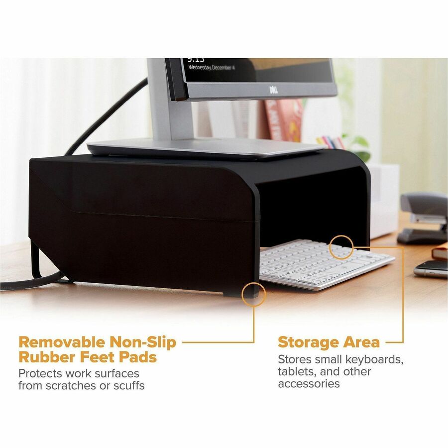 Stanley-Bostitch Adjustable Monitor Stand - Up to 30" Screen Support - 25 lb Load Capacity - Black