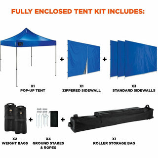 Shax 6053 Enclosed Pop-Up Tent Kit, Single Skin, 10 ft x 10 ft, Polyester/Steel, Blue, Ships in 1-3 Business Days