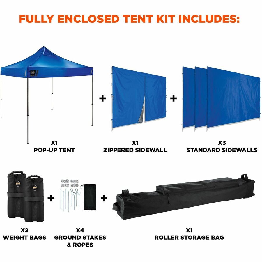 Shax 6053 Enclosed Pop-Up Tent Kit, Single Skin, 10 ft x 10 ft, Polyester/Steel, Blue, Ships in 1-3 Business Days