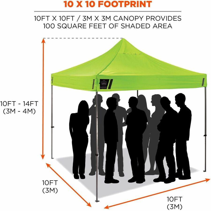 Shax 6053 Enclosed Pop-Up Tent Kit, Single Skin, 10 ft x 10 ft, Polyester/Steel, Lime, Ships in 1-3 Business Days