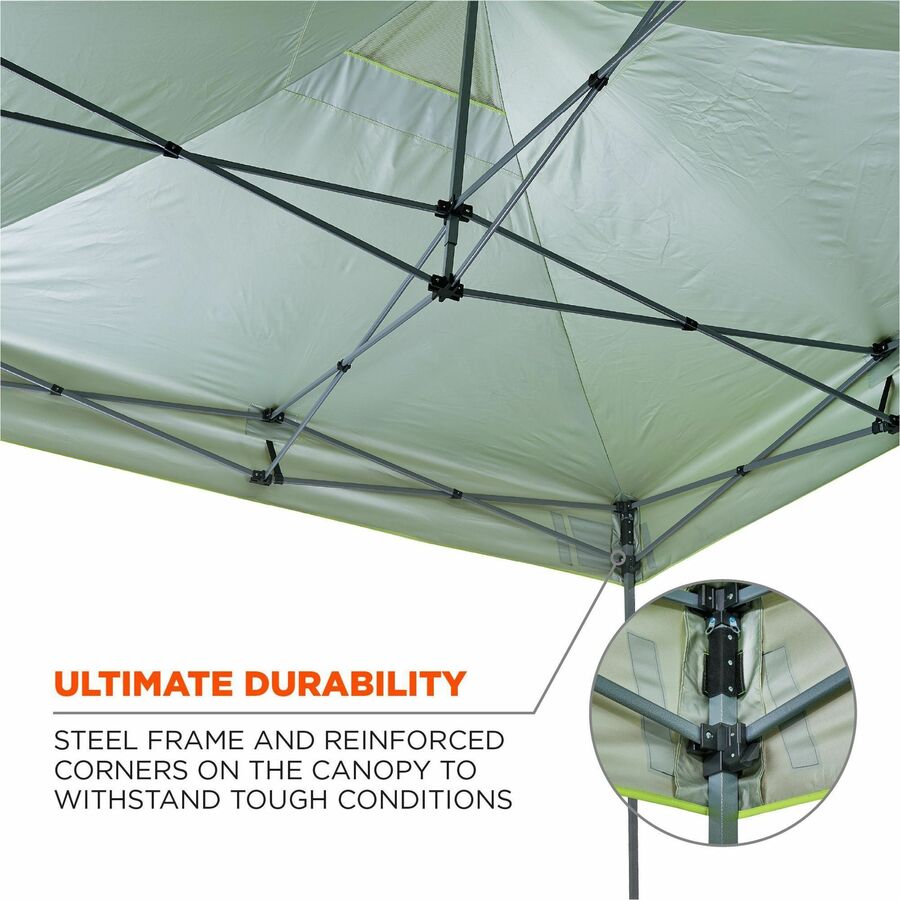 Shax 6053 Enclosed Pop-Up Tent Kit, Single Skin, 10 ft x 10 ft, Polyester/Steel, Lime, Ships in 1-3 Business Days