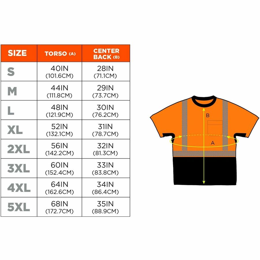 GloWear 8283BK Class 2 Lightweight Performance Hi-Vis T-Shirt, Polyester, Medium, Orange, Ships in 1-3 Business Days
