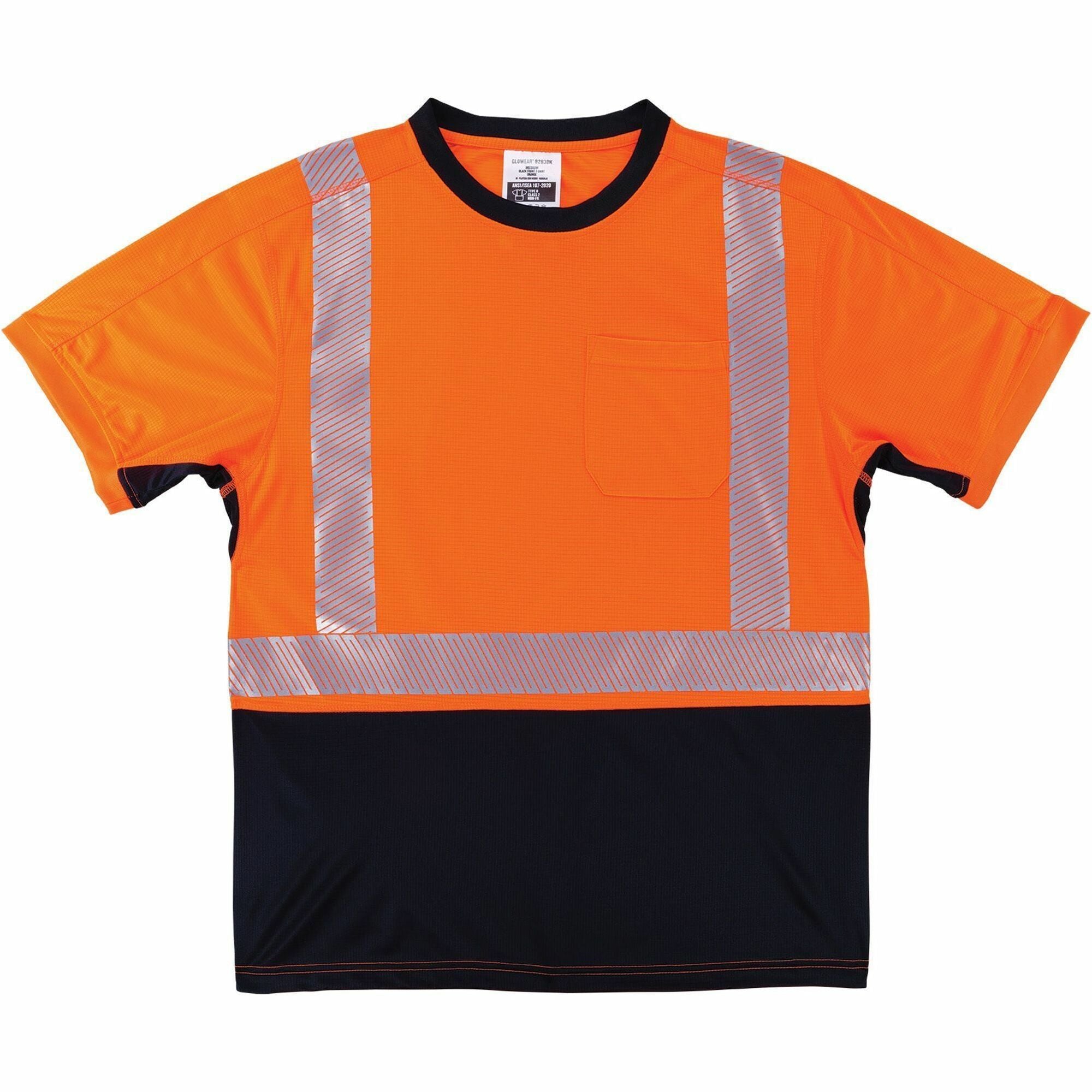 GloWear 8283BK Class 2 Lightweight Performance Hi-Vis T-Shirt, Polyester, Medium, Orange, Ships in 1-3 Business Days