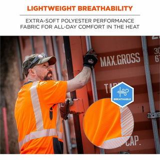 GloWear 8283BK Class 2 Lightweight Performance Hi-Vis T-Shirt, Polyester, Medium, Orange, Ships in 1-3 Business Days