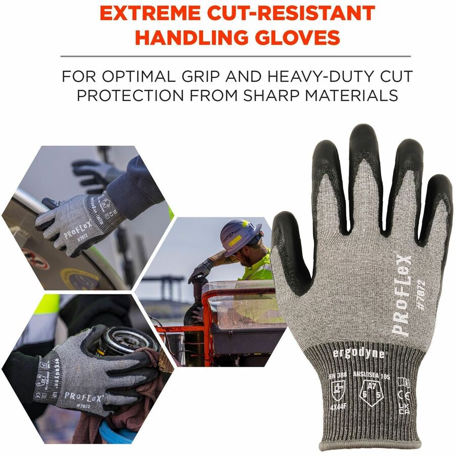 ProFlex 7072 ANSI A7 Nitrile-Coated CR Gloves, Gray, X-Large, 12/Pairs/Pack, Ships in 1-3 Business Days