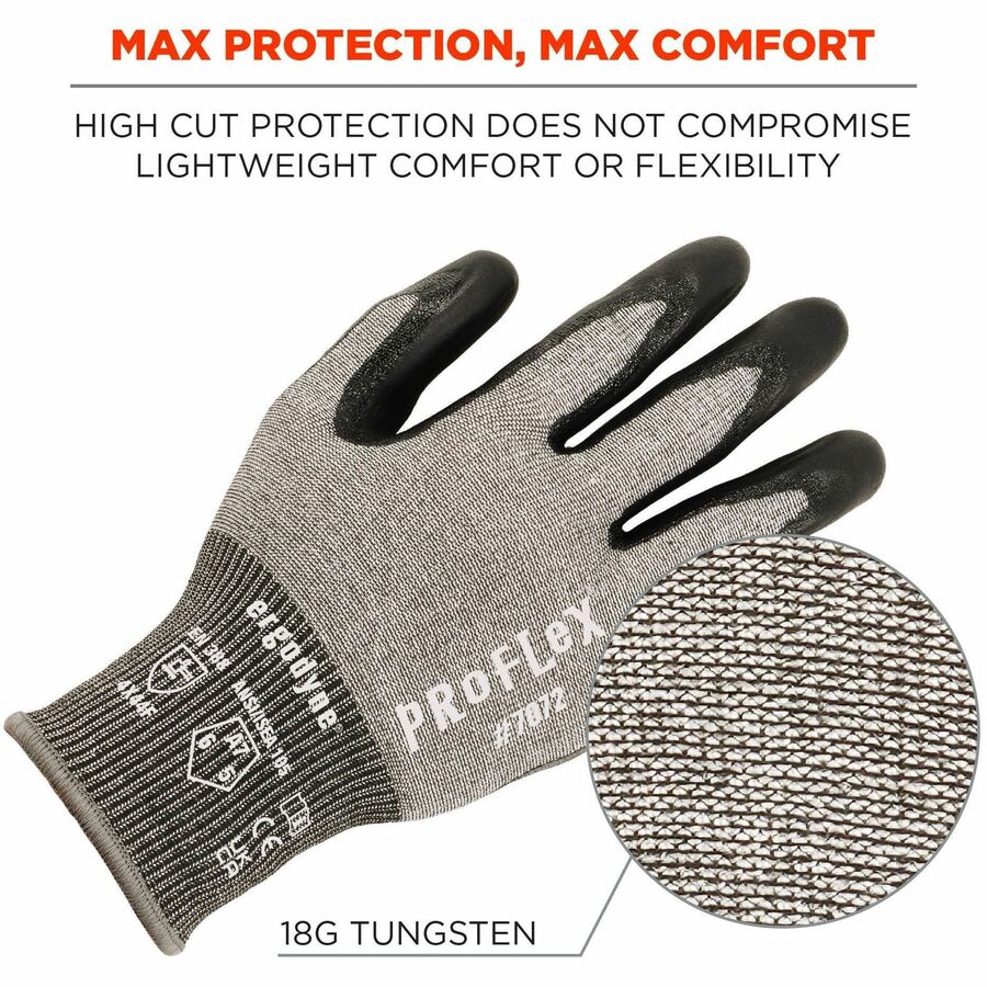 ProFlex 7072 ANSI A7 Nitrile-Coated CR Gloves, Gray, X-Large, 12/Pairs/Pack, Ships in 1-3 Business Days