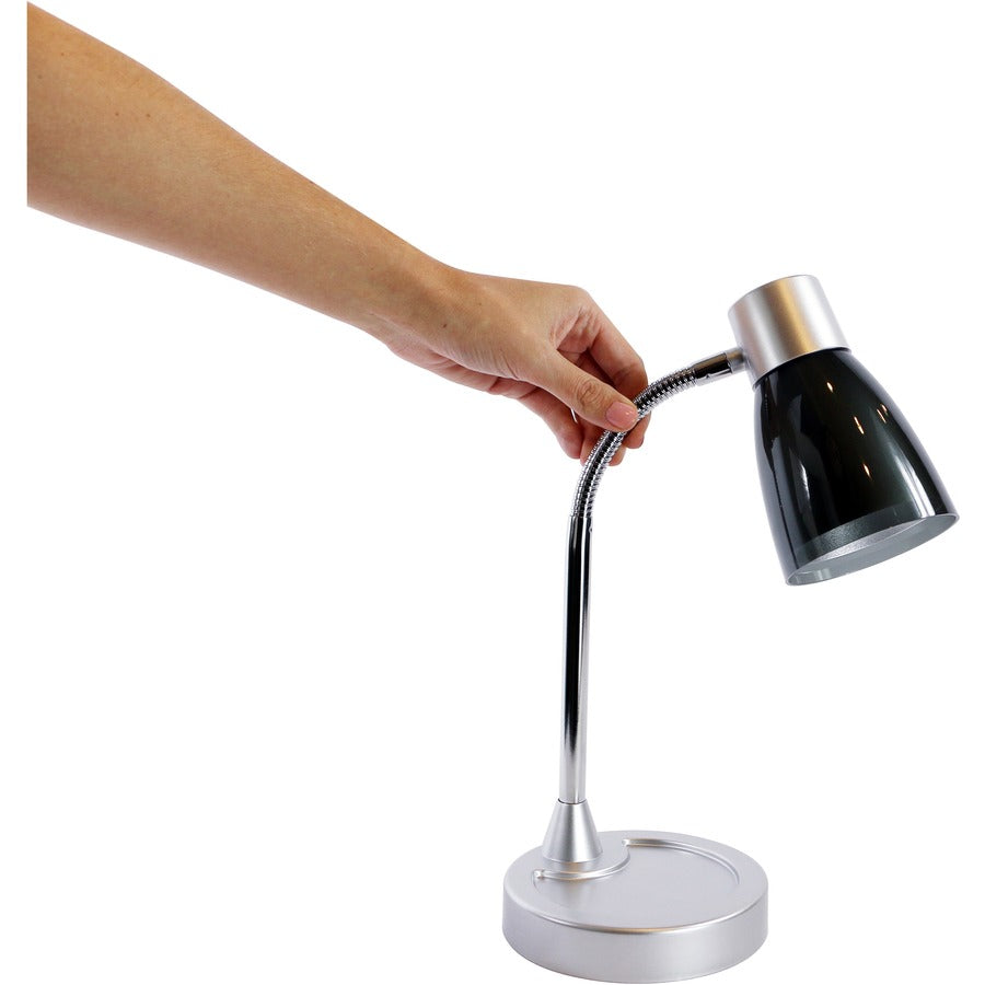 Adjustable LED Desk Lamp, 4.5" dia Base, 20" Tall, Chrome/Black
