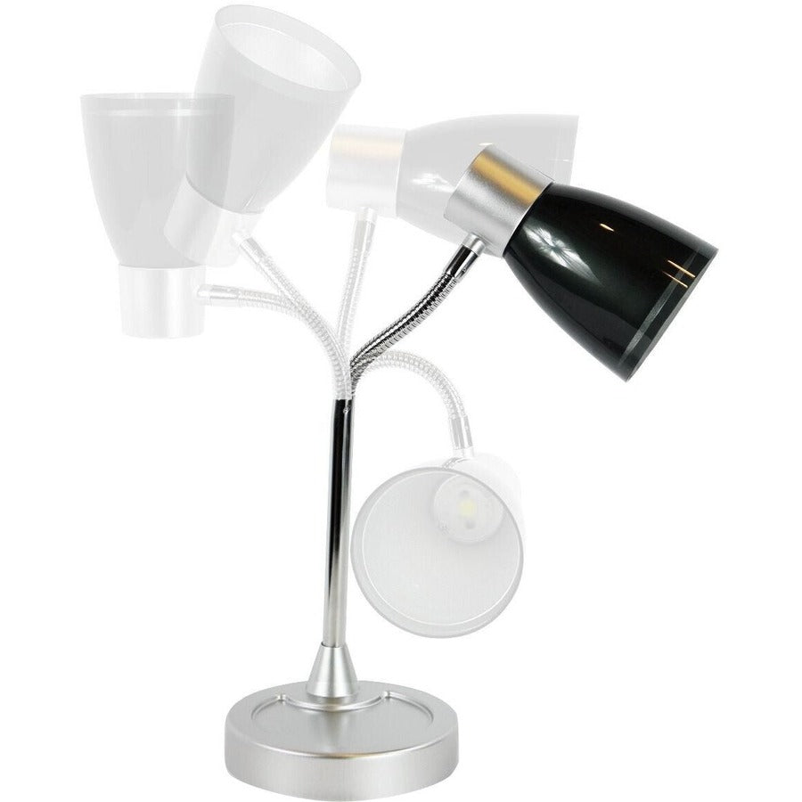Adjustable LED Desk Lamp, 4.5" dia Base, 20" Tall, Chrome/Black