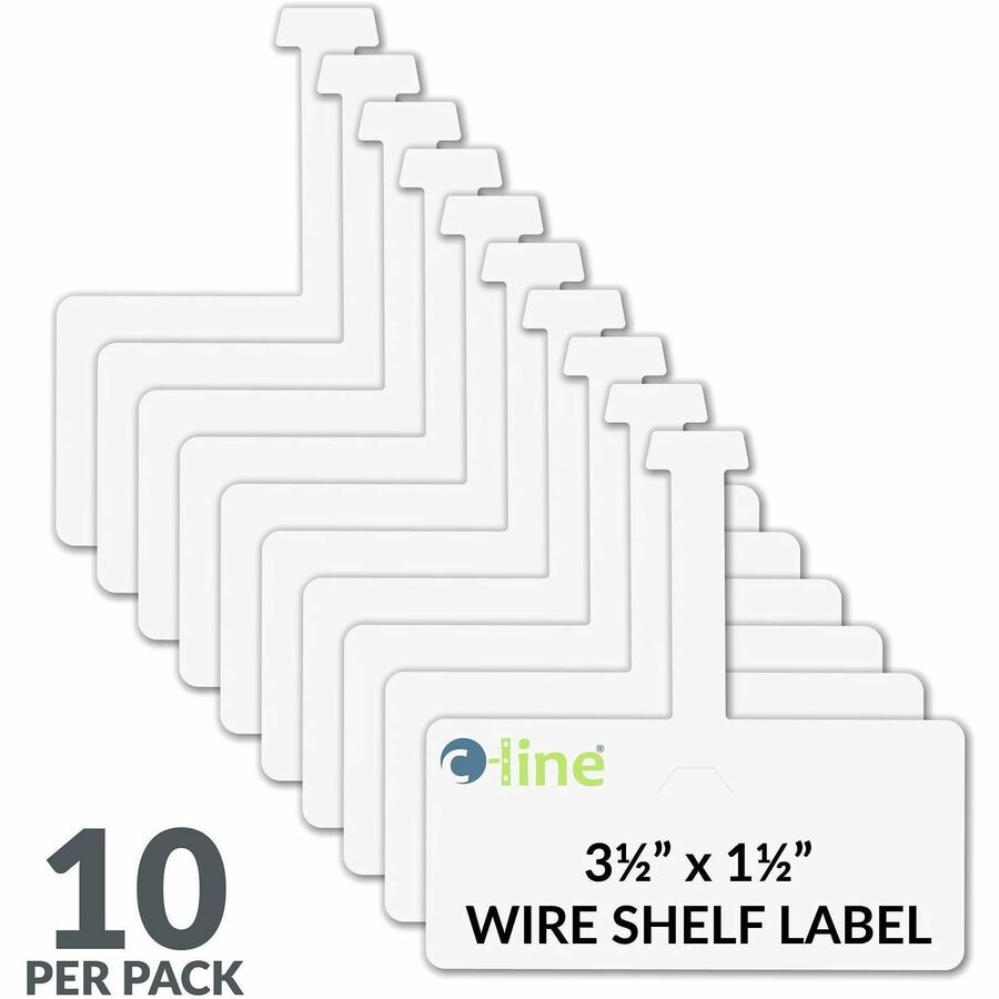 Wire Rack Shelf Tag, Side Load, 3.5 x 1.5, White, 10/Pack