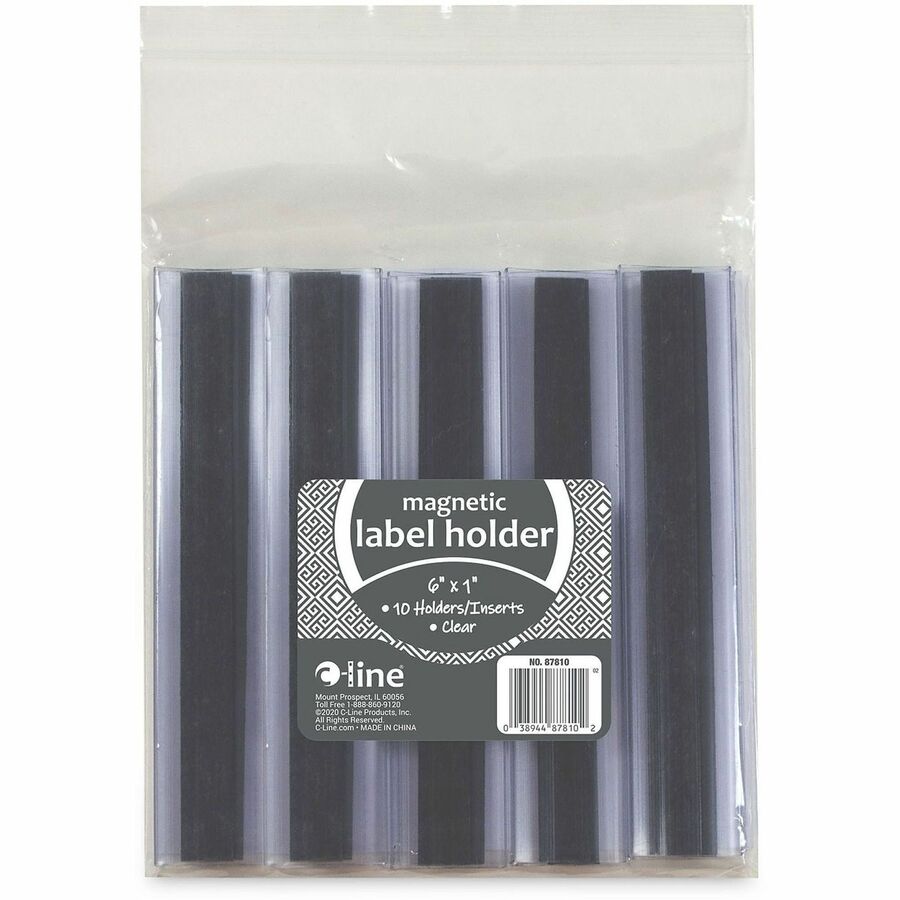 Clear Magnetic Label Holders, Side Load, 6 x 1, 10/Pack