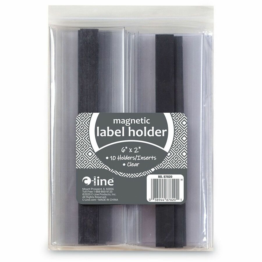 Clear Magnetic Label Holders, Side Load, 6 x 2, 10/Pack