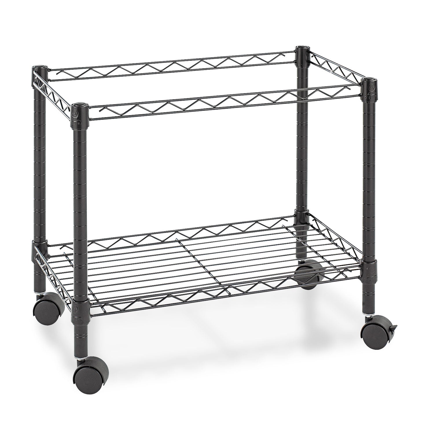 One-Tier File Cart for Side-to-Side Filing, Metal, 1 Shelf, 1 Bin, 24" x 14" x 21", Black - 