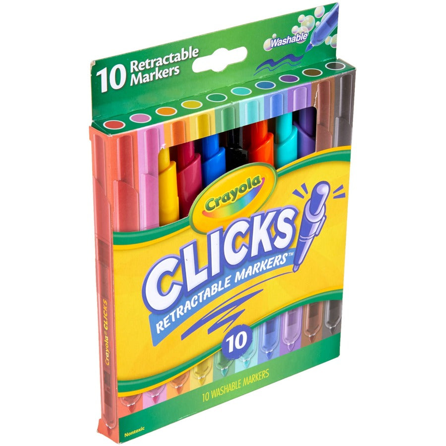 Super Clicks Retractable Markers, Assorted Bullet Tip Sizes, Assorted Colors, 10/Pack