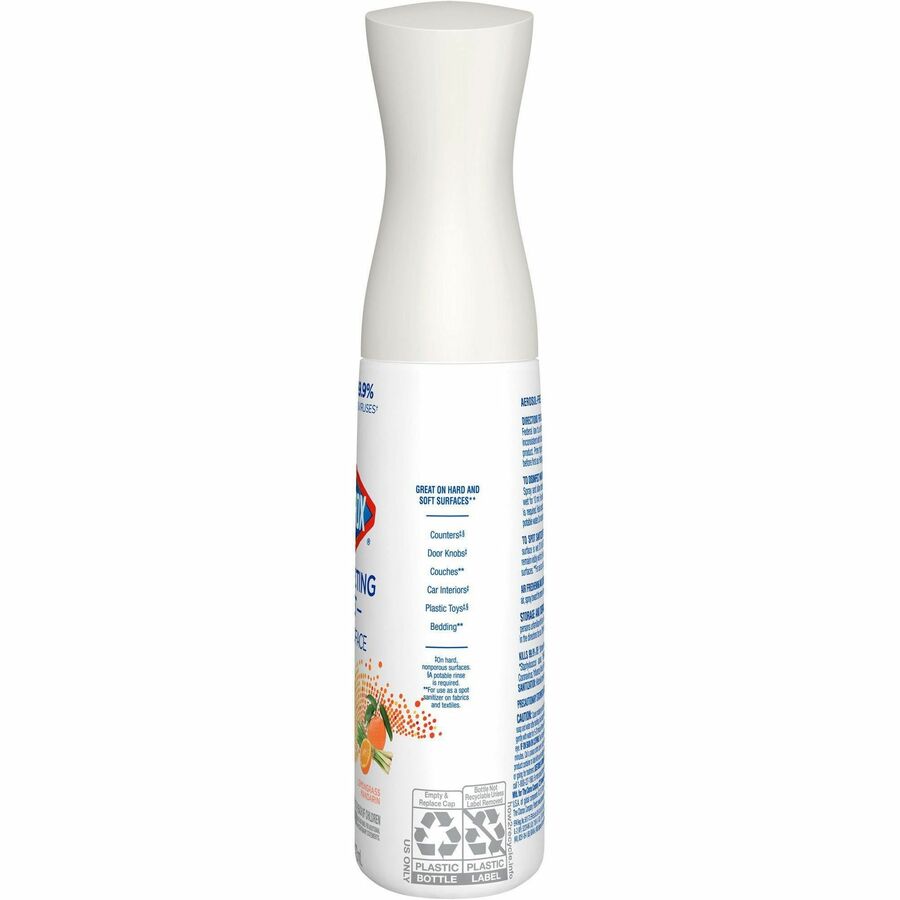 Clorox Disinfecting, Sanitizing, and Antibacterial Mist - 16 fl oz (0.5 quart) - Lemongrass Mandarin Scent - 1 Each - Non-aerosol, Bleach-free - White
