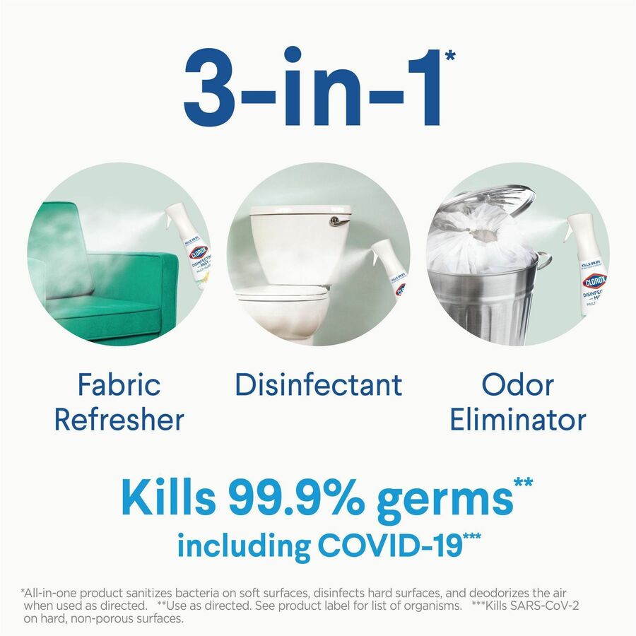 Clorox Disinfecting, Sanitizing, and Antibacterial Mist - 16 fl oz (0.5 quart) - Lemongrass Mandarin Scent - 1 Each - Non-aerosol, Bleach-free - White