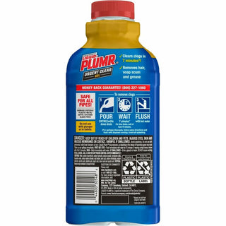 Liquid-Plumr Urgent Clear Pro-Strength Clog Remover - Gel - 17 fl oz (0.5 quart) - Bottle - 1 Each - Blue