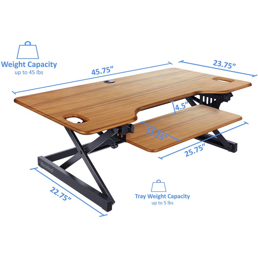 rocelco-dadrt-46-sit-stand-desk-riser-desktop-teak_rclrdadrt46 - 5