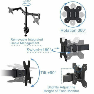 Rocelco RDM2 Desk Mount for LCD Monitor, LED Monitor, Display Stand - Height Adjustable - 2 Display(s) Supported - 13" to 27" Screen Support - 35.27 lb Load Capacity - 75 x 75, 100 x 100 - VESA Mount Compatible - 4 / Carton