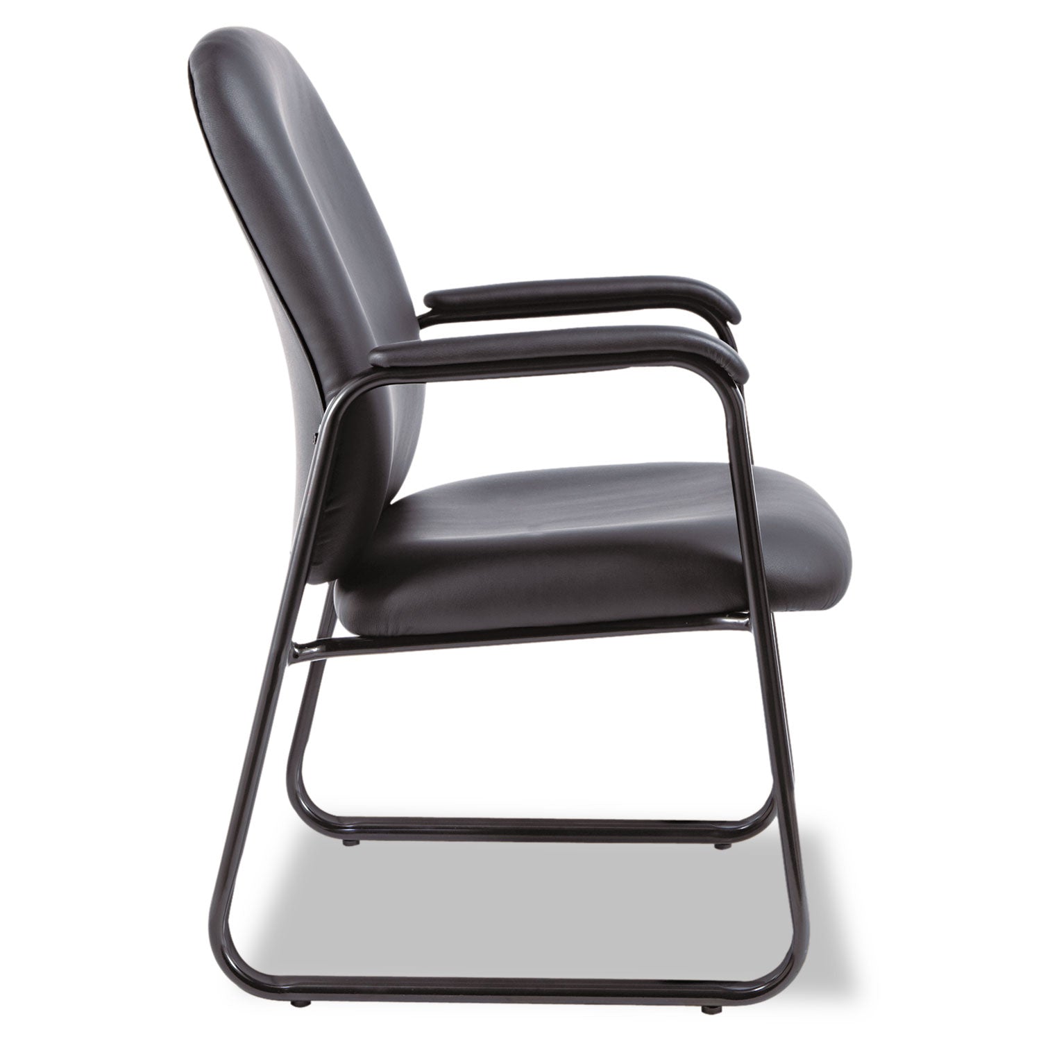 Alera Genaro Bonded Leather High-Back Guest Chair, 24.60" x 24.80" x 36.61", Black Seat, Black Back, Black Base - 