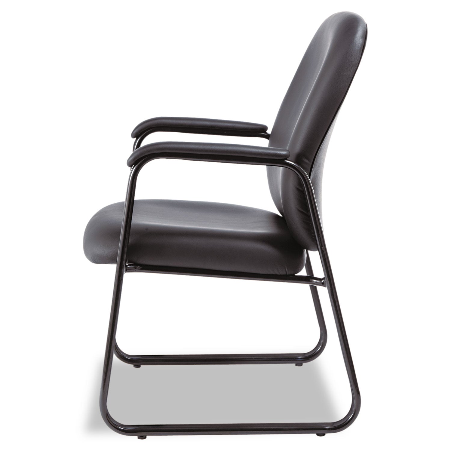 Alera Genaro Bonded Leather High-Back Guest Chair, 24.60" x 24.80" x 36.61", Black Seat, Black Back, Black Base - 