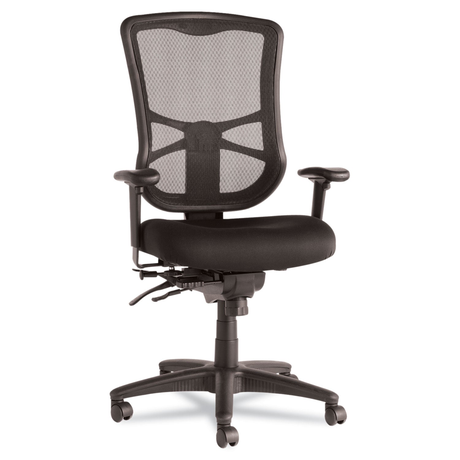 Alera Elusion Series Mesh High-Back Multifunction Chair, Supports Up to 275 lb, 17.2" to 20.6" Seat Height, Black - 