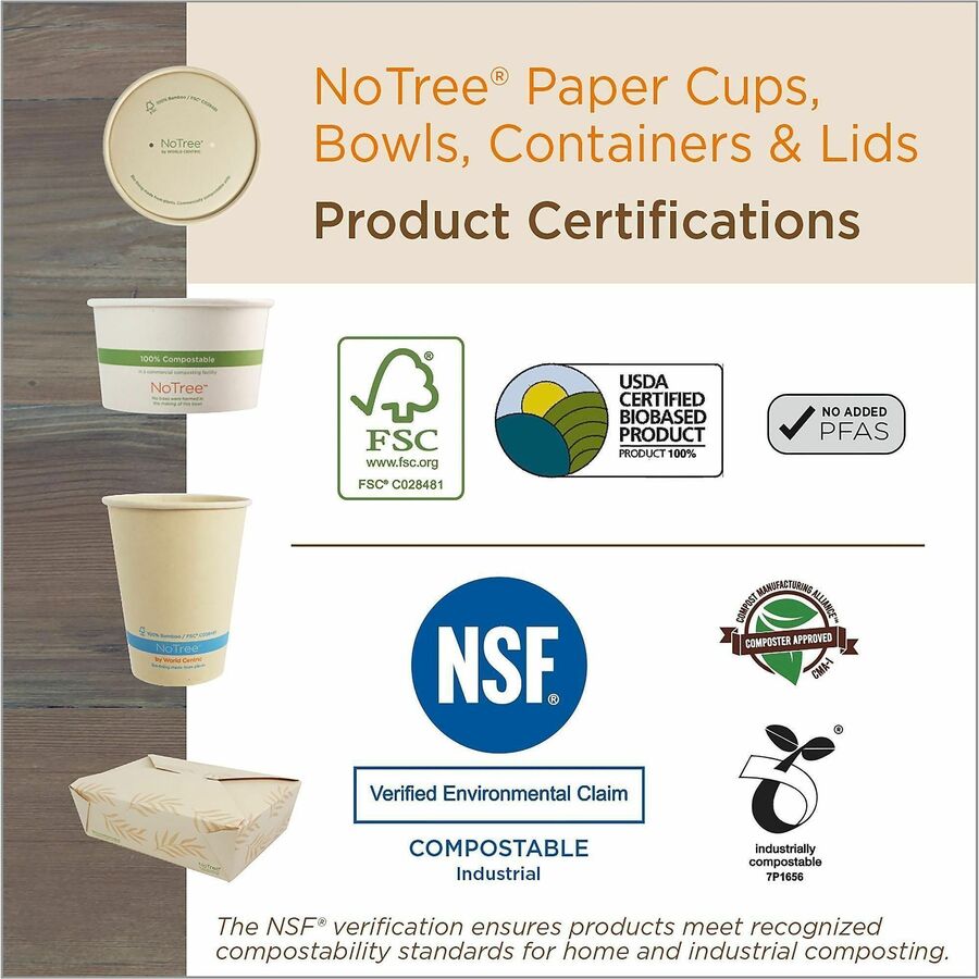 NoTree Paper Cold Cups, 16 oz, Natural, 1,000/Carton