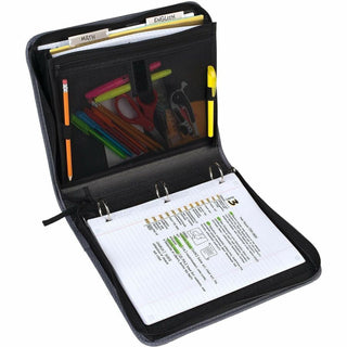 Mead Zipper Binder - 500 Sheet Capacity - 3 x Ring Fastener(s) - 3 Pocket(s) - Multi-colored - Zipper Closure, Wear Resistant, Tear Resistant, Durable, Expandable