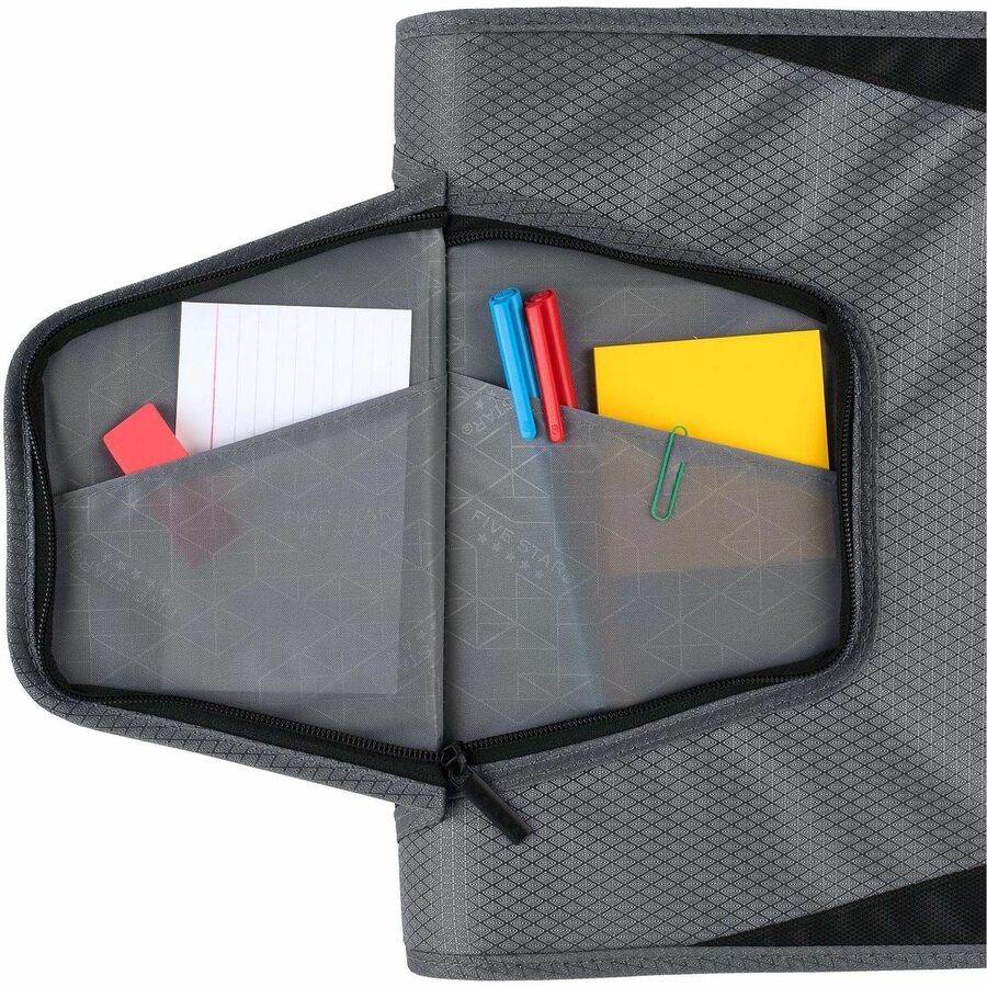 Mead Zipper Binder - 500 Sheet Capacity - 3 x Ring Fastener(s) - 3 Pocket(s) - Multi-colored - Zipper Closure, Wear Resistant, Tear Resistant, Durable, Expandable