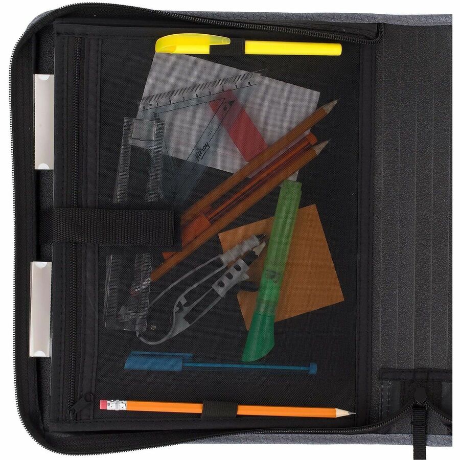 Mead Zipper Binder - 500 Sheet Capacity - 3 x Ring Fastener(s) - 3 Pocket(s) - Multi-colored - Zipper Closure, Wear Resistant, Tear Resistant, Durable, Expandable