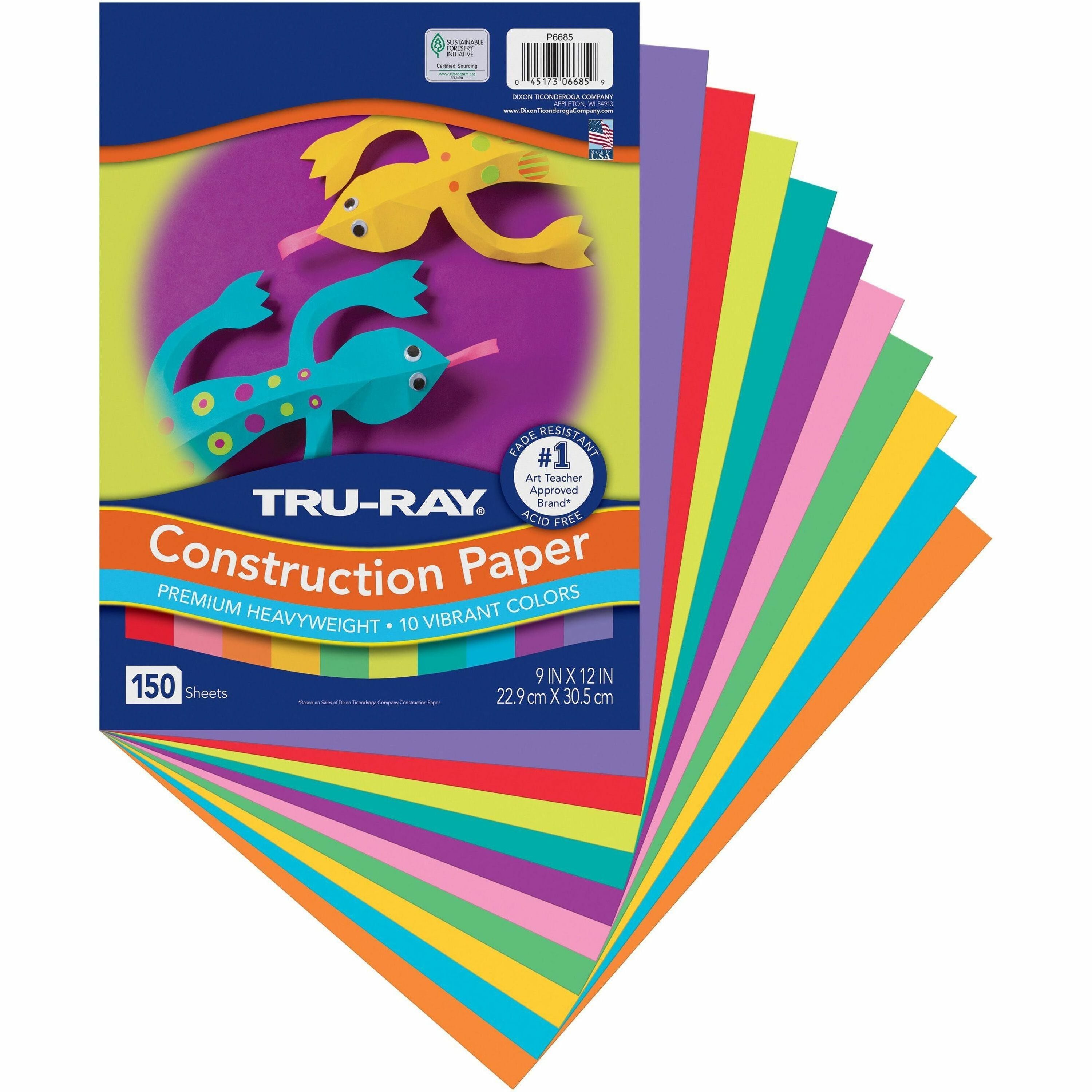 tru-ray-construction-paper-art-craft-project-150-pack-assorted-paper-sulphite-fiber_pacp6685 - 1