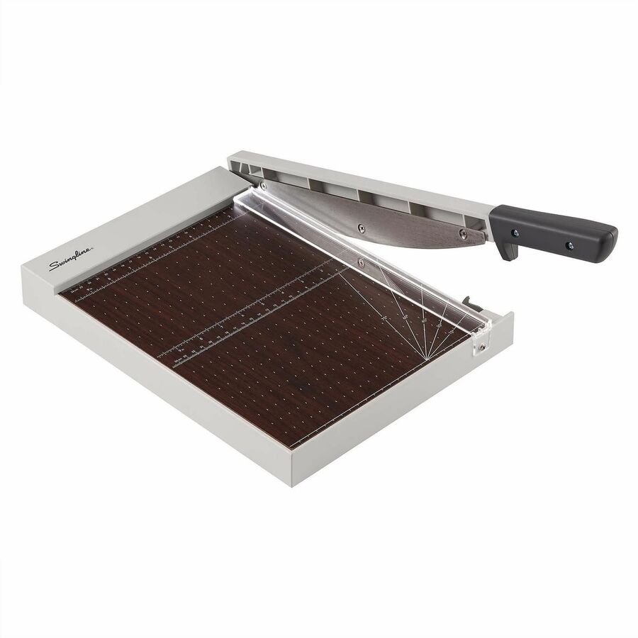 Swingline ClassicCut Guillotine Wood Trimmer - 10 Sheet Cutting Capacity - 12" Cutting Length - Safety Latch - Solid Wood - Gray - 1 Each