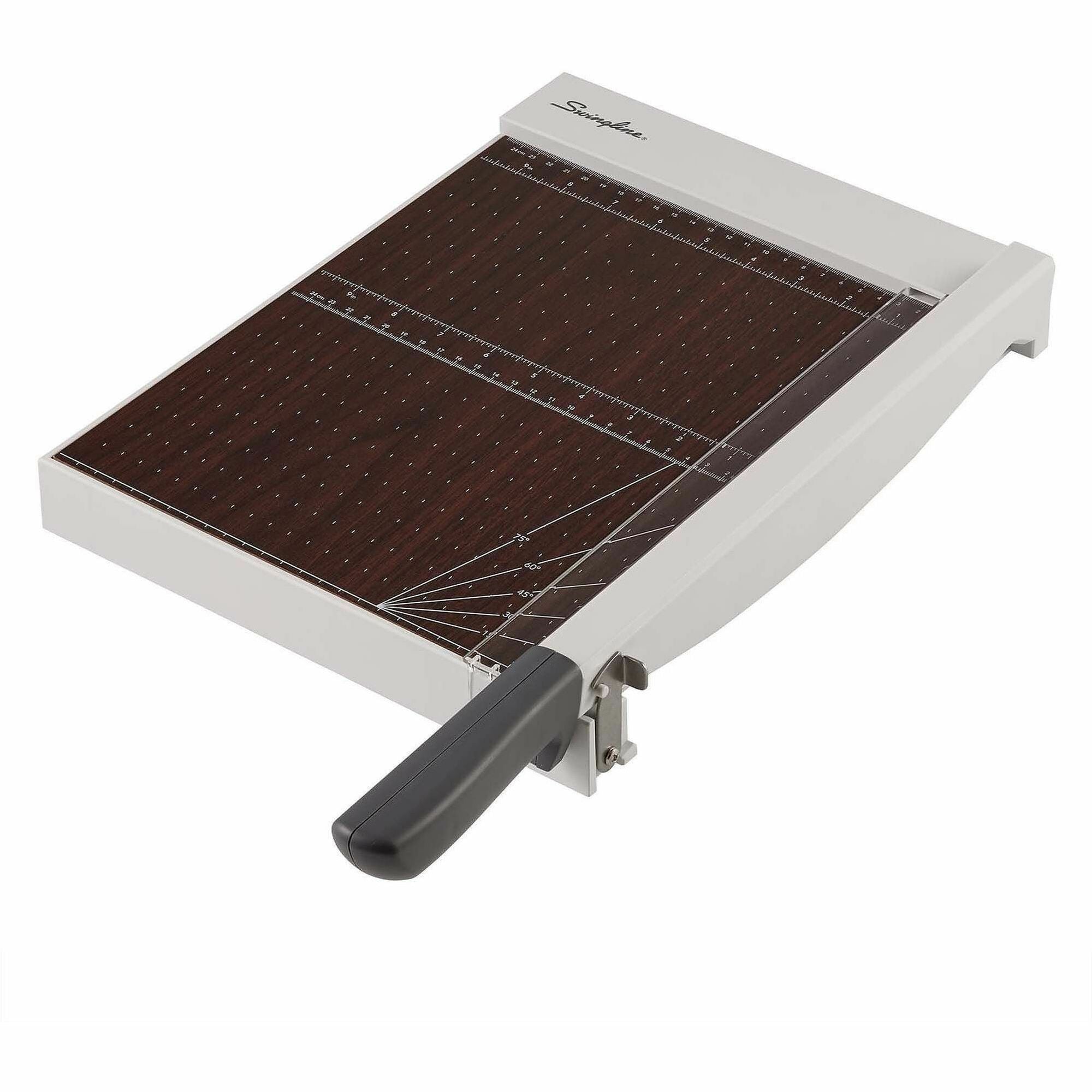 Swingline ClassicCut Guillotine Wood Trimmer - 10 Sheet Cutting Capacity - 12" Cutting Length - Safety Latch - Solid Wood - Gray - 1 Each